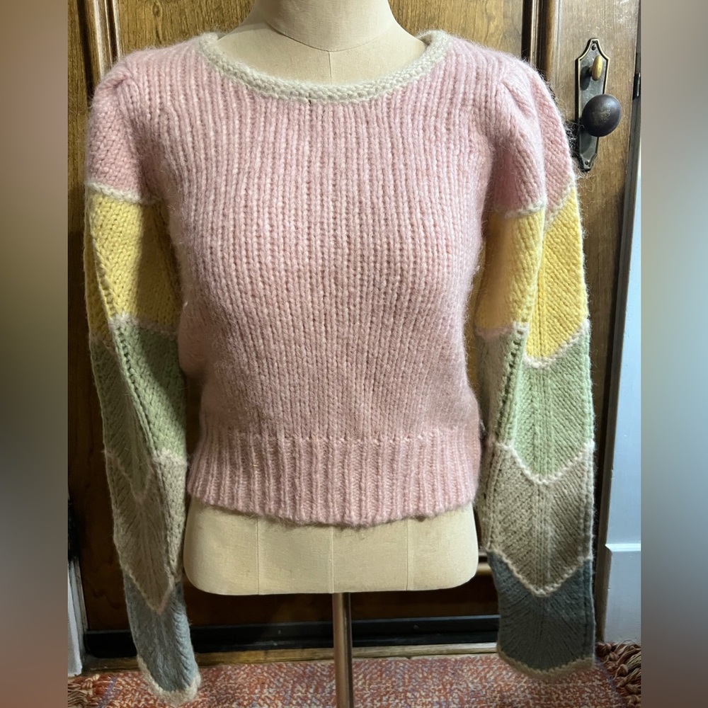 LoveShackFancy Size Small Pastel Knit Women's Sweater